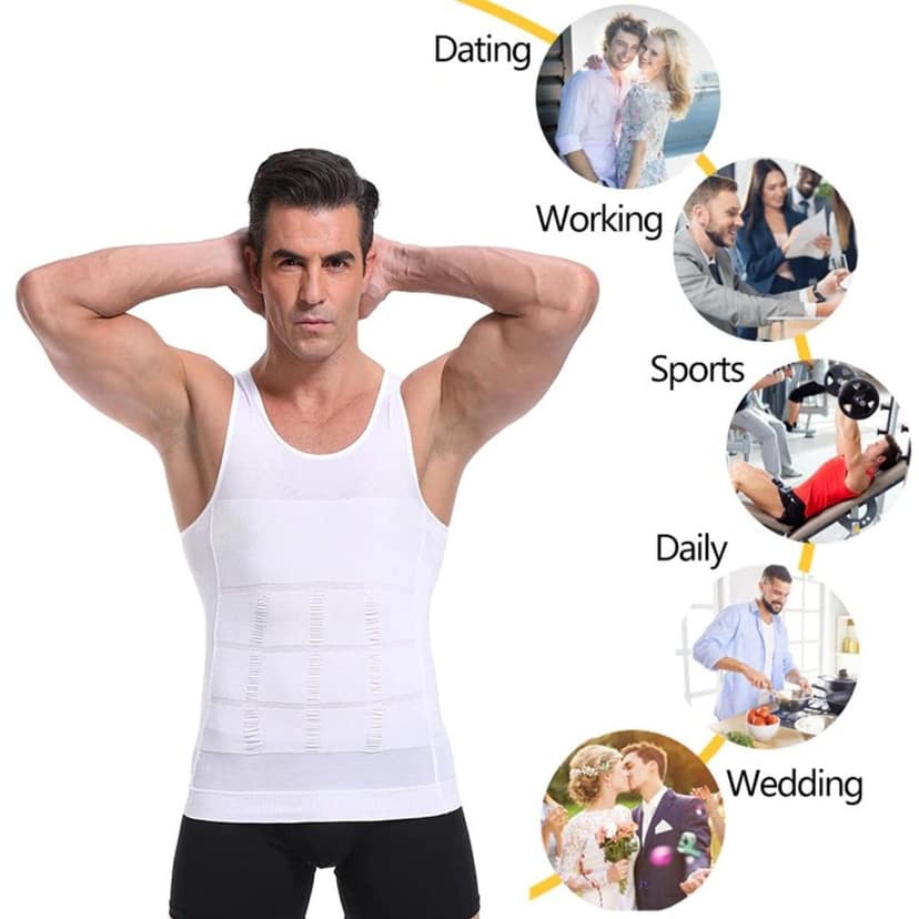 Premium Men’s Slimming Body Shaper Vest Shirt | Abs & Abdomen Slim Stretchable Tummy Tucker Vest | Comfortable High-Compression Shape (Original Quality) view 3