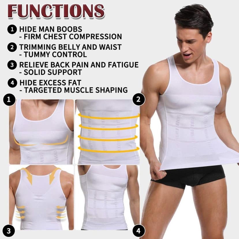 Premium Men’s Slimming Body Shaper Vest Shirt | Abs & Abdomen Slim Stretchable Tummy Tucker Vest | Comfortable High-Compression Shape (Original Quality) view 5