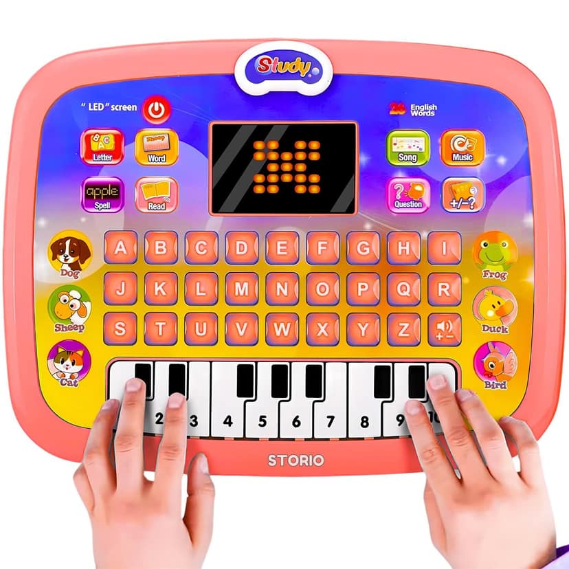 Learning Education Computer Piano Laptop Toy with Led Screen & Music Computer Tablet for Kids 5 Year Toddlers Baby Laptop Fun Activity Gift Toys 2-6 Years Boy Girl Multicolor