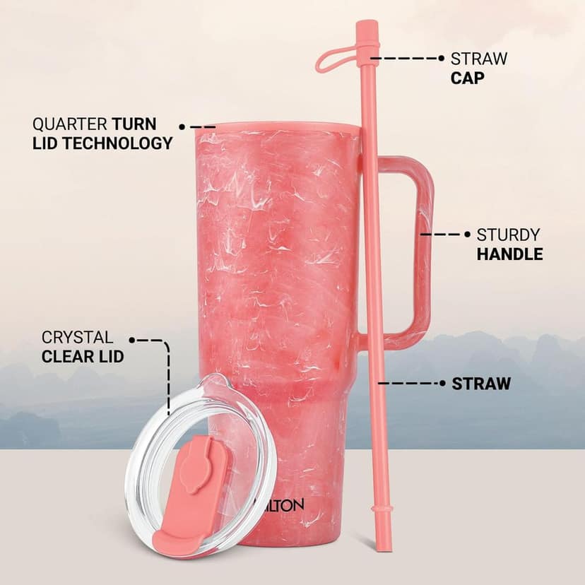MILTON Puris 1200 Plastic Water Tumbler | 2-in1 Lid Sip or Gulp | Crystal Clear BPA Free-Food Grade | Sturdy Handle | Large Travel Mug for Gym, Office & Outdoor Use, 1200 ml view 2