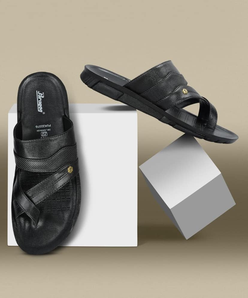 Paragon Men's Slip-on Black Sandals for Men | Comfortable Sole & Durable view 7