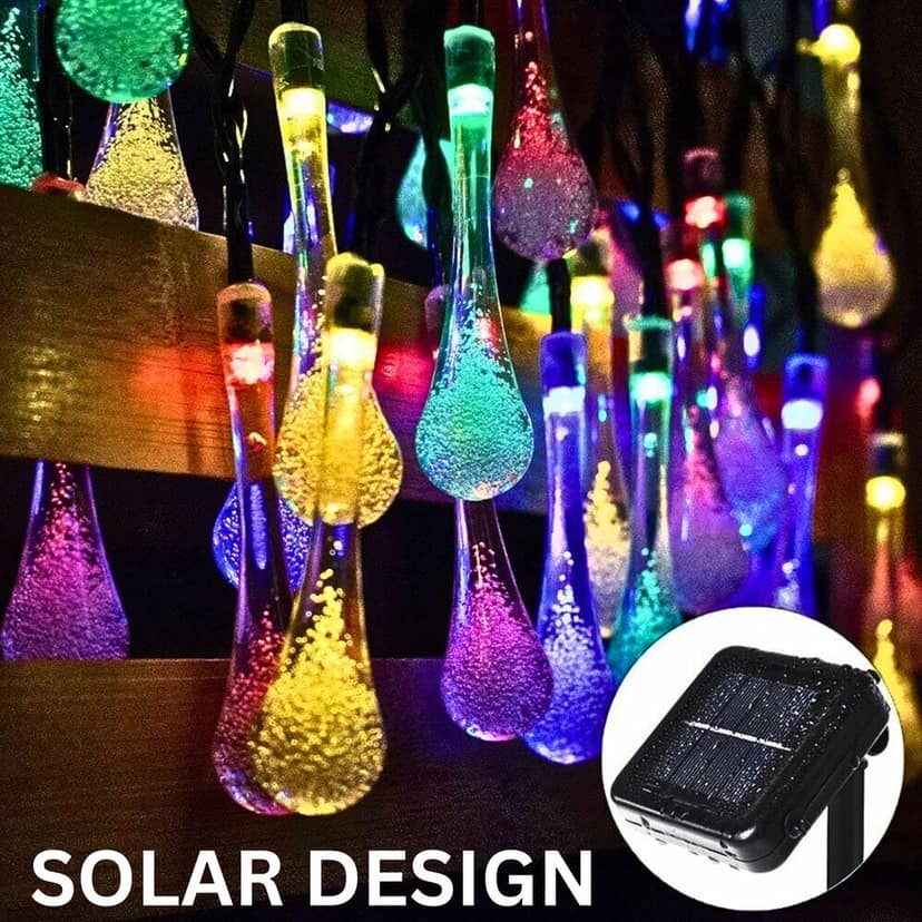 SAHAPECT Solar LED Light, 30 LED 20 Ft, Multi Color, Copper Wire, Waterdrop Type String Fairy Light view 10