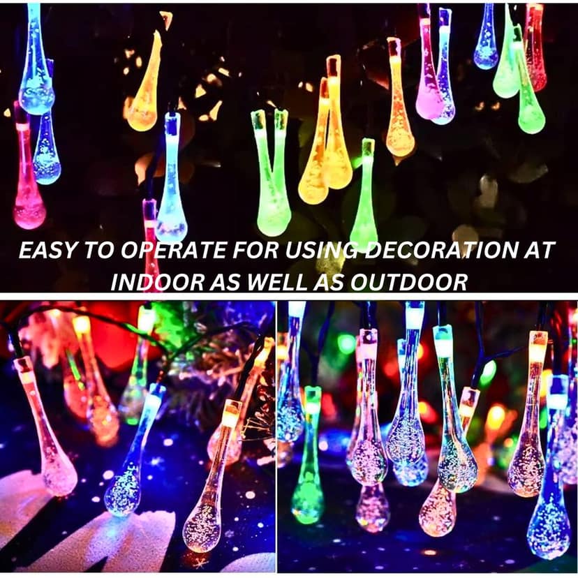 SAHAPECT Solar LED Light, 30 LED 20 Ft, Multi Color, Copper Wire, Waterdrop Type String Fairy Light view 9