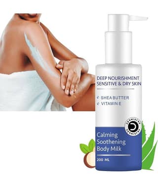 Dermistry Calming Soothening Intense Hydration & Deep Nourishment Moisturization Body Milk Long Lasting Moisturizing for Sensitive & Very Dry Skin with Shea Butter & Collagen Skin Repair Daily Use Body Lotion-200ml