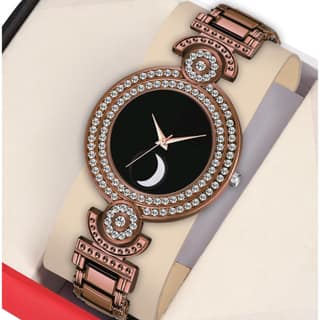 Bolun Black Half Chand Dial Brown BD Girls and Women Watch