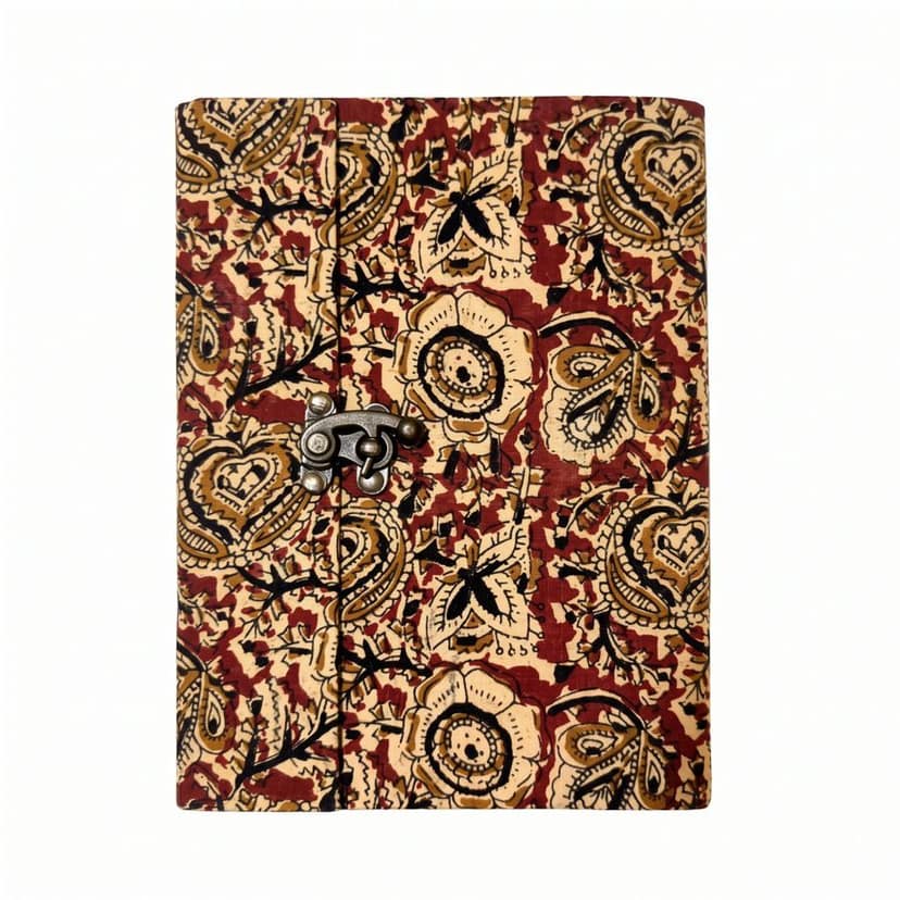Hand-Printed Ethnic Fabric Journal with Metal Latch