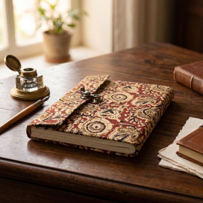 Hand-Printed Ethnic Fabric Journal with Metal Latch view 4