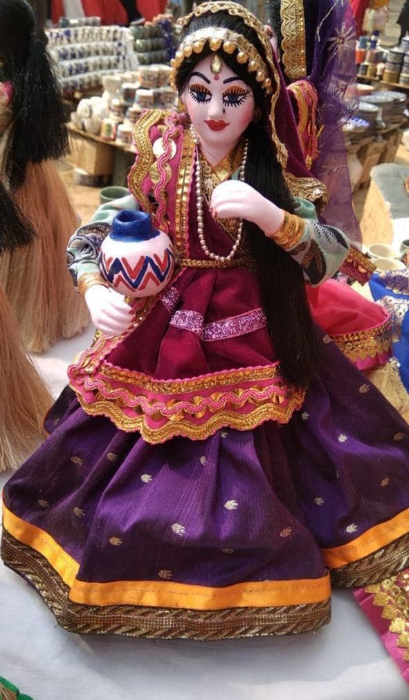 Bridal Rajasthani Doll in Traditional Indian Wedding Outfit