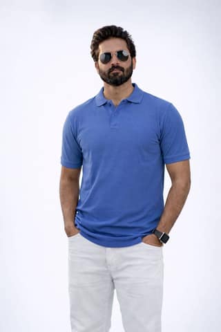 Merlin Blue Classic Polo Tees for Men