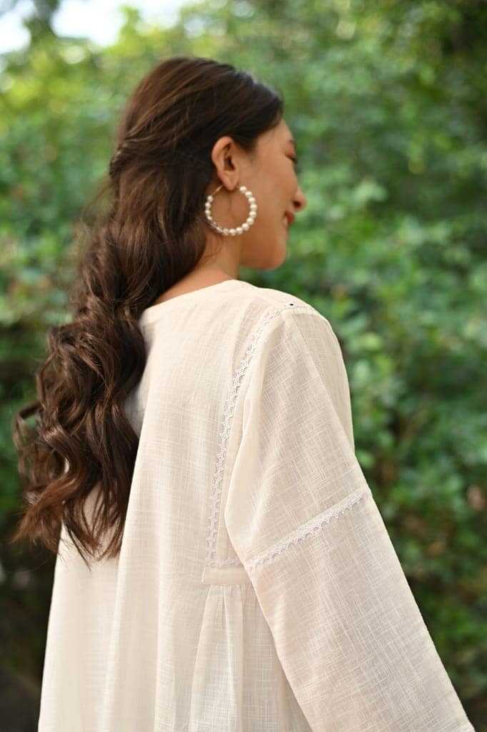 Jasmine Sindhi Hand Embroidered Cotton Round Neck Kurta view 4