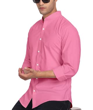 UNI VIBE Cotton Blend Slim Fit Solids Full Sleeves Men's Casual Shirt - Peach ( Pack of 1 )