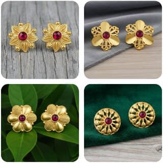 Vivastri Premium Gold Plated Alloy Stud Earrings Combo for Women & Girls Pack of 4