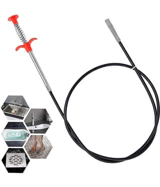 160CM Drain Pipe Cleaning Spring Stick Hair Catching Flexible Steel Wire Sewer Sink Tub Dredge Blockage Dust Remover Rod Kitchen Bathroom Drainage Pipe Clog Cleaner Remover Tool (5Ft)