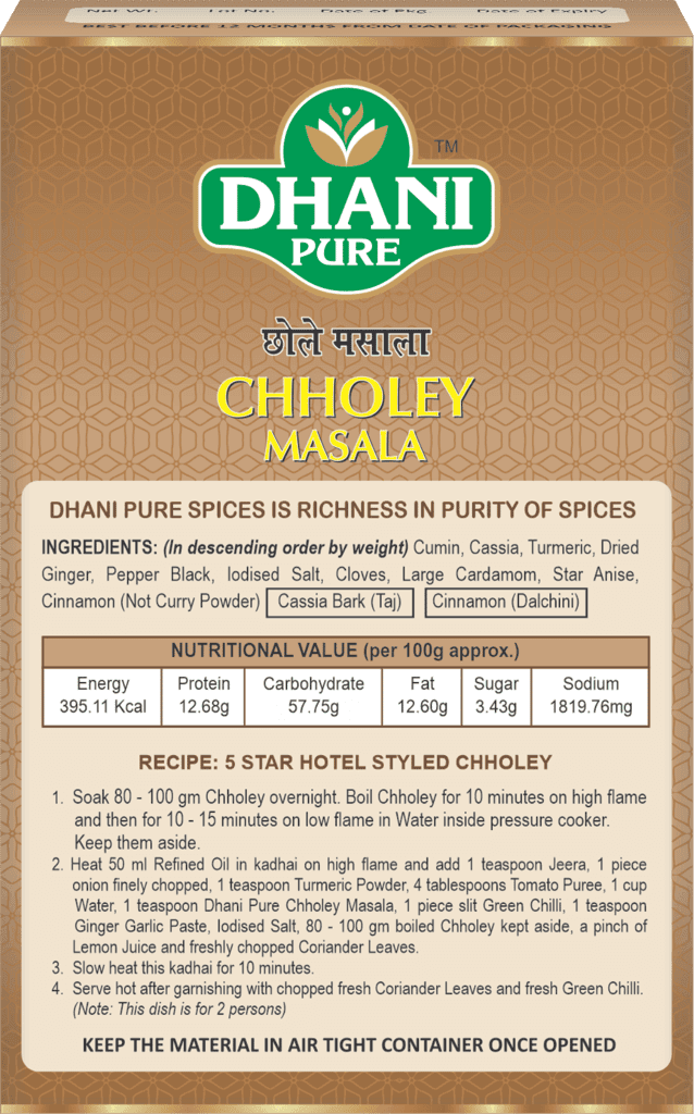 Dhani Pure Chholey Masala Box (MRP : RS. 10/- ONLY) view 2