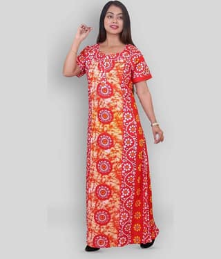 Favnic - Multicolor Cotton Women's Nightwear Nighty & Night Gowns
