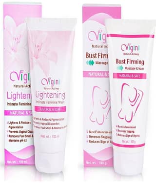 Vigini Vag-inal Lightening HygieneV-Wash +Shea/Cocoa butter Firming Cream Cleanser 100 mL Pack of 2