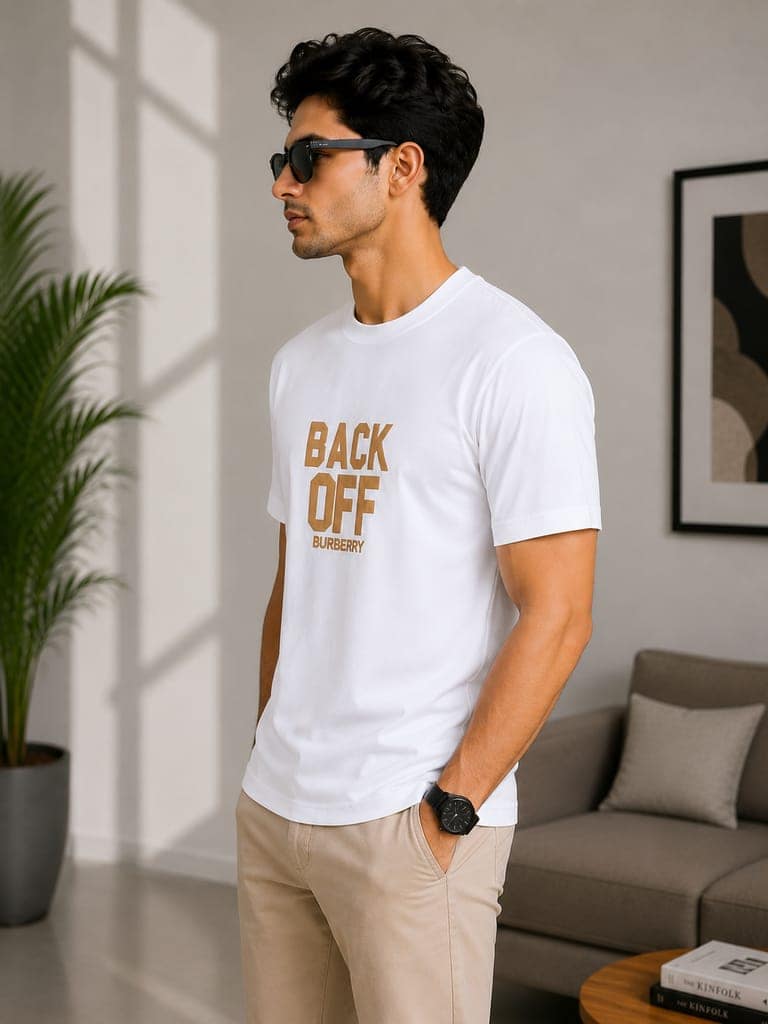 Men's front and back printed cotton halfsleeves round neck tshirt