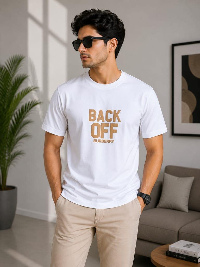 Men's front and back printed cotton halfsleeves round neck tshirt view 2