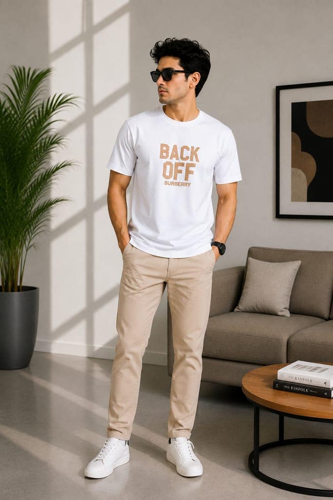 Men's front and back printed cotton halfsleeves round neck tshirt view 5