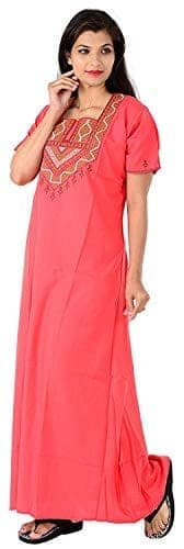 VALENCIA SLEEPWEAR Cotton LizzyBizzy Embroidery Nighty Nightwear Maxi Nightgown Plain Peach view 3