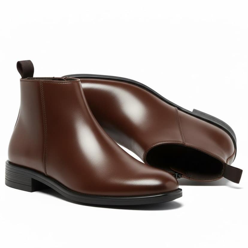 WUGO Premium Brown Chelsea Chain Boots for Men | Modern Slip-On Ankle Boots for Casual & Office Use view 4