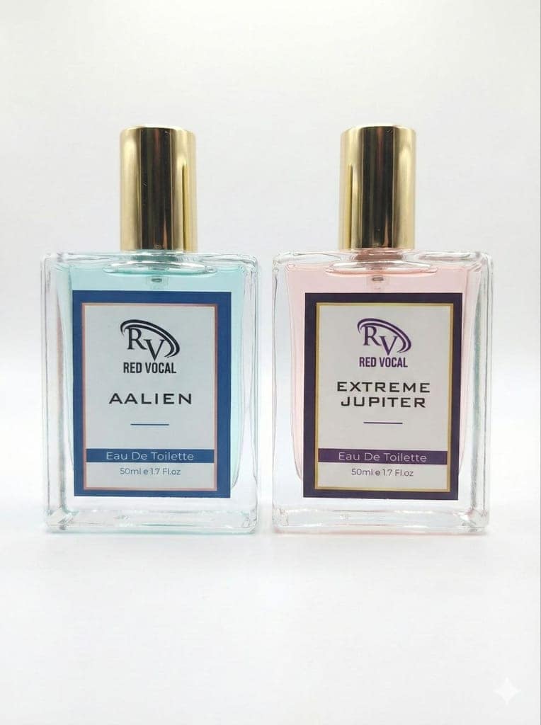 Red Vocal Aalien (Unisex) & Extreme Jupiter (Women) Premium Eau De Toilette Set – 2×50ml, Fresh, Fruity Floral & Long-Lasting Fragrances