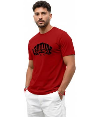 Leotude Men Cotton Blend Regular Fit Printed T-Shirt ( Red )