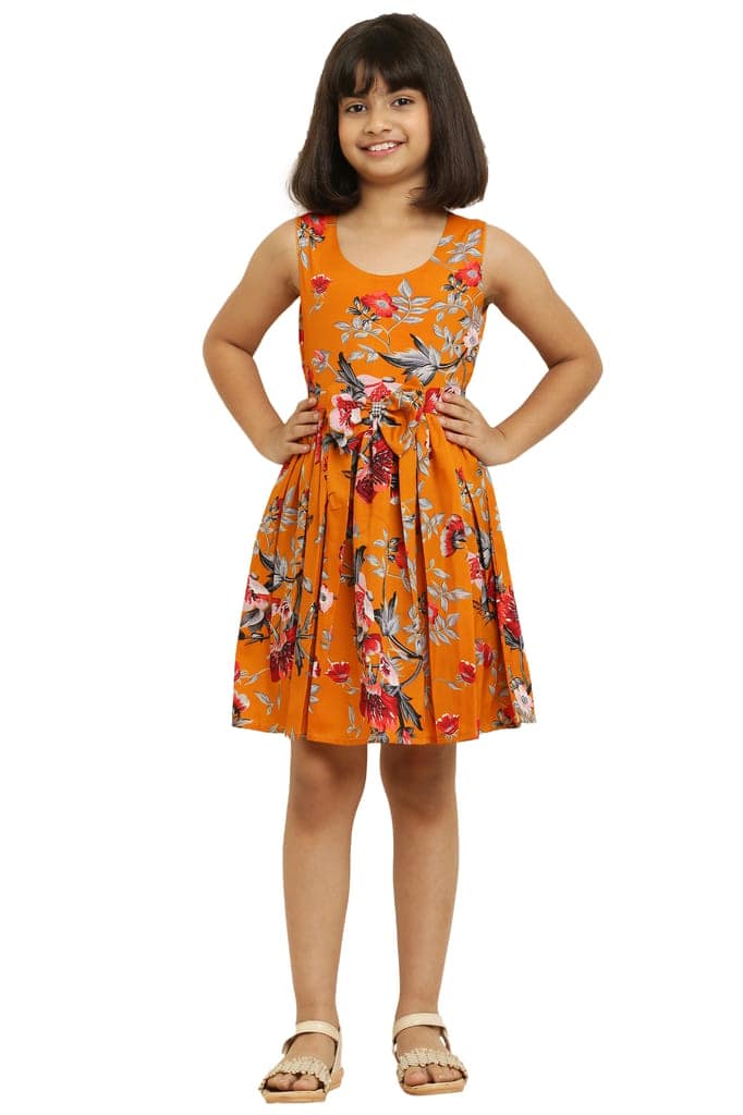 Cutiepie Fancy Musted Printed Frock & Dress For Girls. view 4