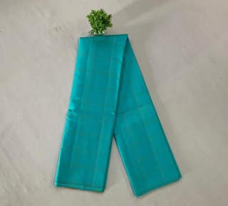 NVJSDS041-Aqua Blue (Peacock Blue Tone) with Gold Checks (Kattam Design)