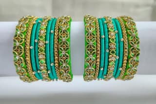 Vibrant Red Silk Thread Bangles with Stone Embellishments
