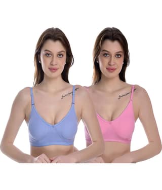 Elina Pack of 2 100% Cotton Non Padded Women's T-Shirt Bra ( Multicolor )