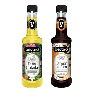 BEVARO Lemon Ice Tea Syrup and Pina Colada Syrup Combo, 300ml each Lemon Ice Tea + Pina Colada (600 ml, Pack of 2)
