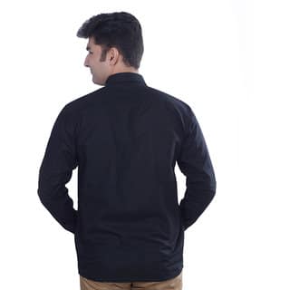 Black Linen Blend Solids Shirt For Men view 2