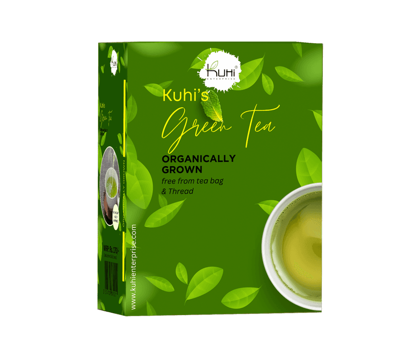 Kuhi's Organic Green Tea Handmade With Whole Leaf | Zingy, It Improves Metabolism & Reduces Waist (30 x 3=90 gms/85+cups)
