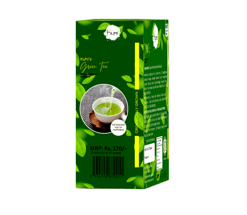 Kuhi's Organic Green Tea Handmade With Whole Leaf | Zingy, It Improves Metabolism & Reduces Waist (30 x 3=90 gms/85+cups) view 3