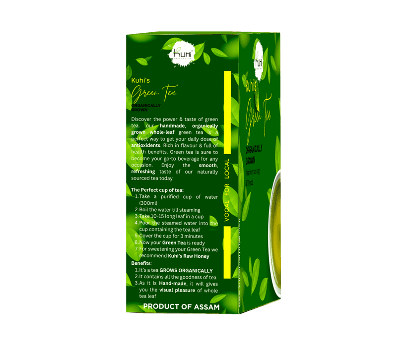 Kuhi's Organic Green Tea Handmade With Whole Leaf | Zingy, It Improves Metabolism & Reduces Waist (30 x 3=90 gms/85+cups) view 4