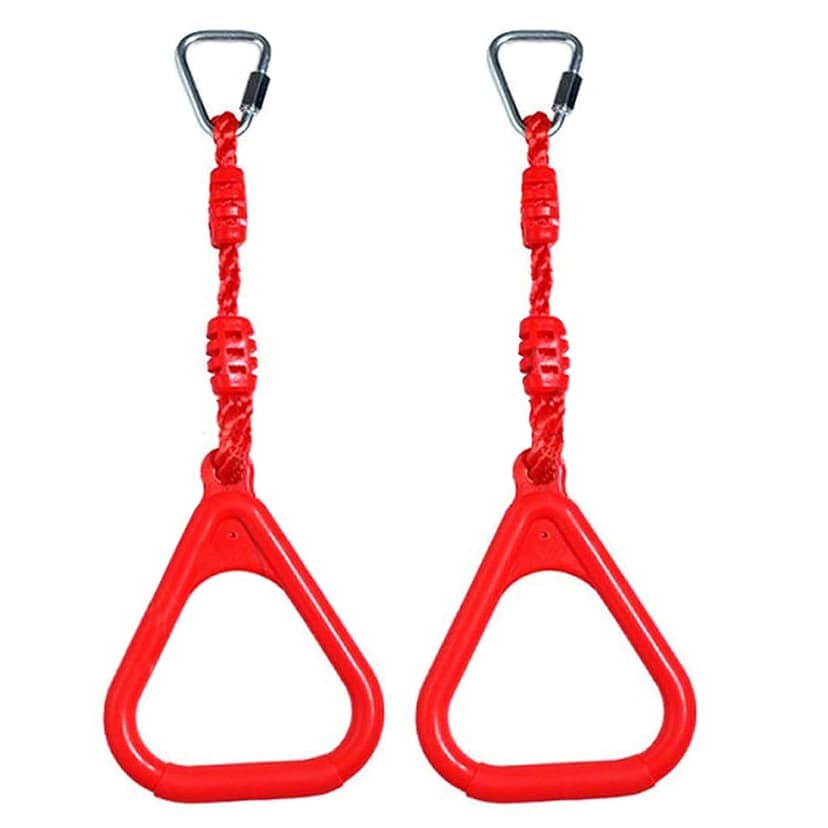 REZNOR Heavy Duty Triangle Rings Set of 2 with Locking Delta Quick Links for Indoor Jungle Gym Play Set and Outdoor Playground for Swing Set,