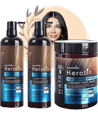 Keratin Hair Growth & Damage Repair Combo Shampoo Conditioner & Hair Mask for Men & Women