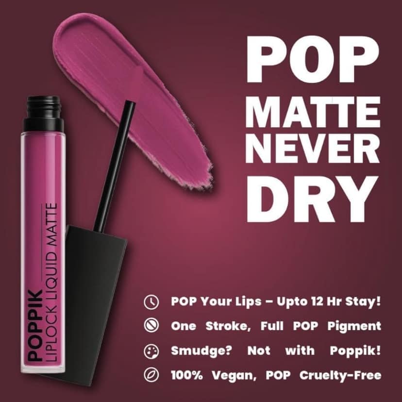 POPPIK Liquid Matte Lipstick for Women | Long Lasting, Smudge Proof, High Pigment Color | Lightweight Comfortable Wear | Transfer Resistant Lip Makeup, Ideal for Wedding, Special Occasions,Gift | 2ML view 3