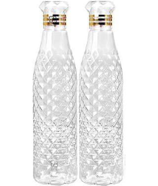 Kitchen4U - Diamond primium water bottle for fridge Transparent Fridge Water Bottle 1000 mL ( Set of 2 )