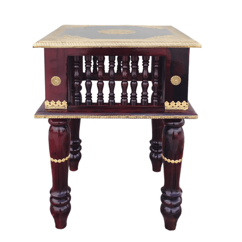 Wooden side table, End table for home and office decor mango wood folding legs view 2