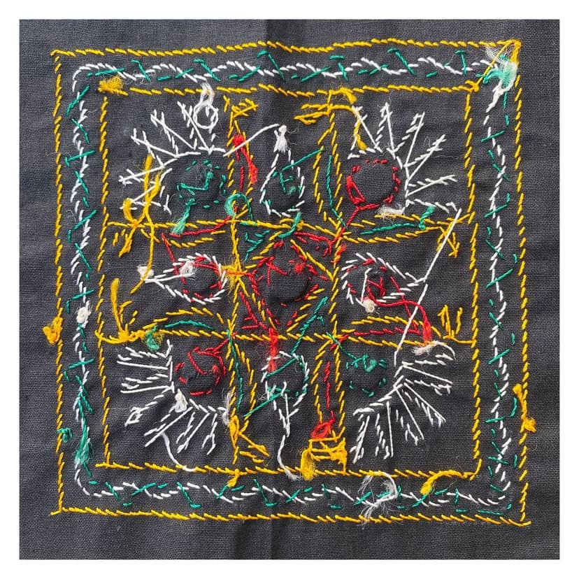 Garvi Gurjari (A Gujarat Govt Enterprise) Cotton Multicolor Hand Embroidered Patch with Mirror Work(GGCMEP35) view 2