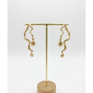 Earrings Wavy Gold-Tone