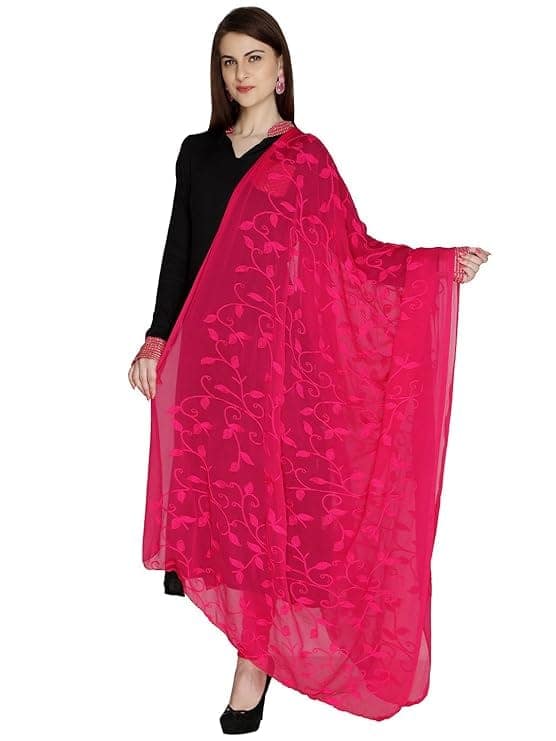 Pure Cotton Dupatta (Raani Pink) view 2
