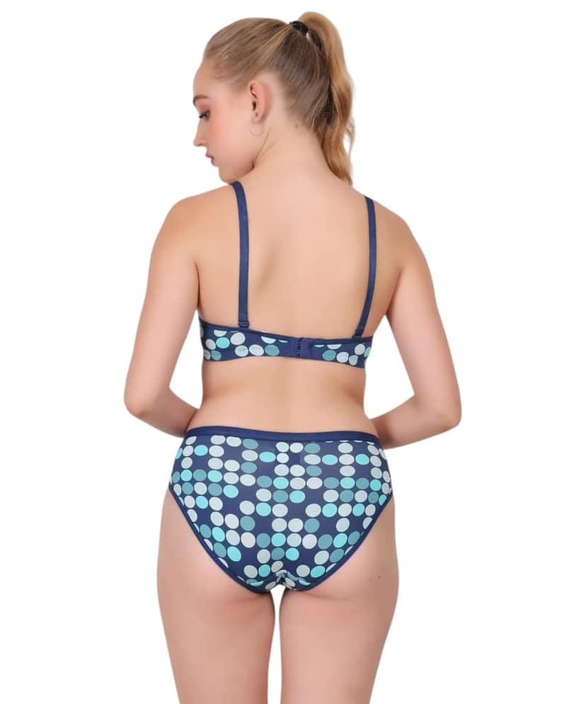 Luv Mystery Women’s Deep Cut Plunge Bra & Panty Set | Lightly Padded Polka Dot Lingerie Set | Adjustable Straps Sexy Bikini Set for Women view 2