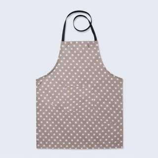 Beige Star Print Kitchen Apron with Front Pocket