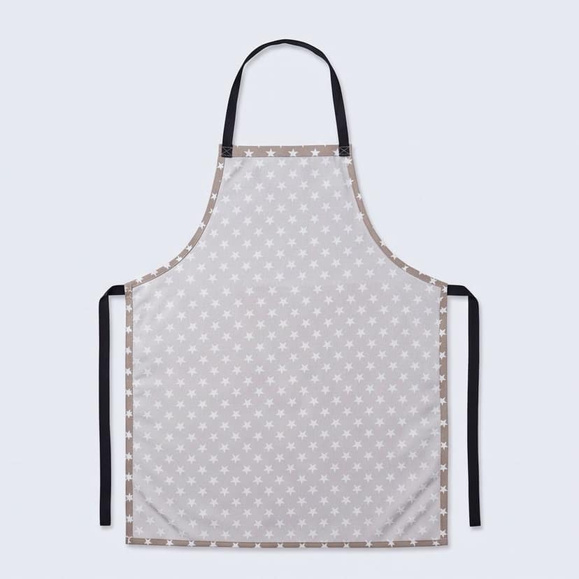 Beige Star Print Kitchen Apron with Front Pocket view 2