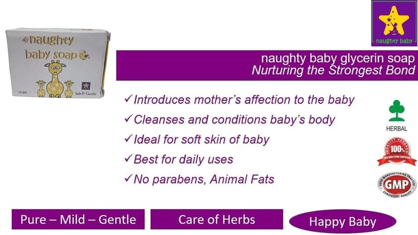 naughty baby soft & gentle soap Chandan bar with Badam Oil and Rakhta Chandan. Pack of 3x75 gm view 3