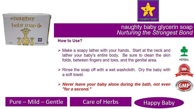 naughty baby soft & gentle soap Chandan bar with Badam Oil and Rakhta Chandan. Pack of 3x75 gm view 5