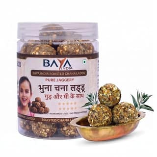 Baya India Roasted Chana Laddu with Jaggery & Ghee | Bengal gram Ladoo | No Preservative | Energy Booster | Rich in Calcium & Iron |Soft & Crunchy | 380g